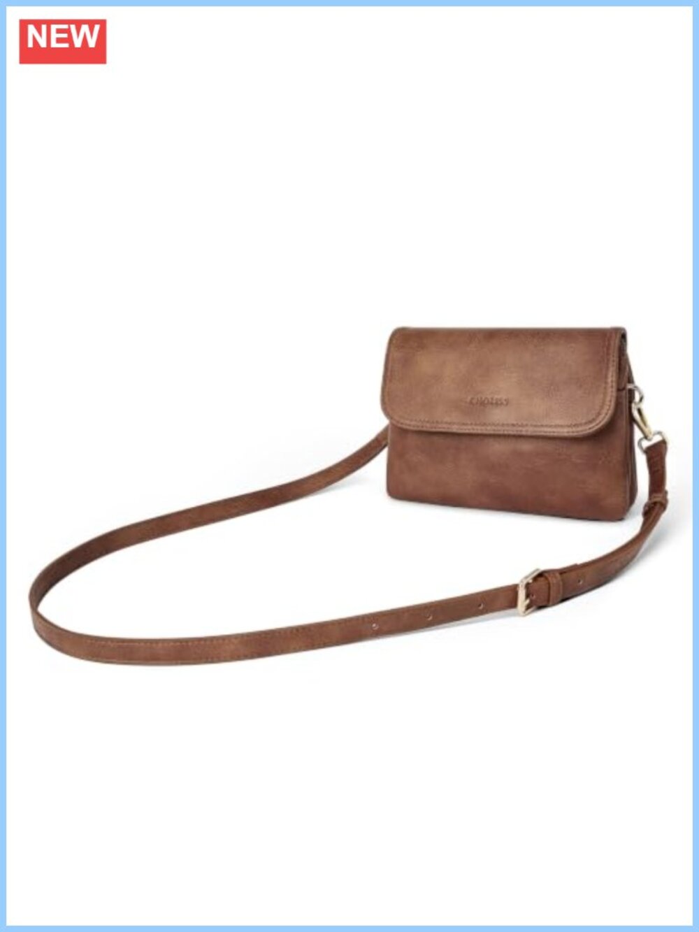 Vegan Leather Small Crossbody Bag with Phone Pocket & Adjustable Strap